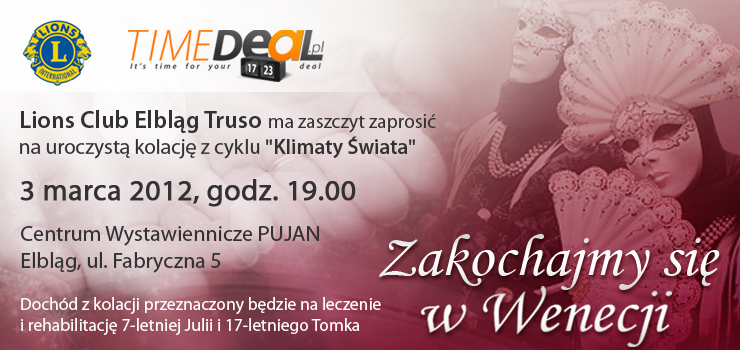 Lions Club & TIMEdeal.pl charytatywnie - zapraszamy na kolacj� 