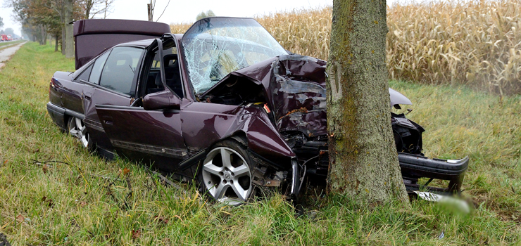 Wypadek w Kazimierzowie: auto uderzyo w drzewo. Ranny kierowca przewieziony do szpitala