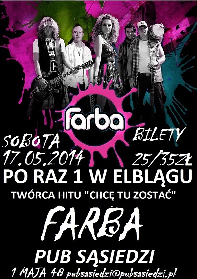 Po raz pierwszy w Elblgu koncert zespou Farba - wygraj bilety!