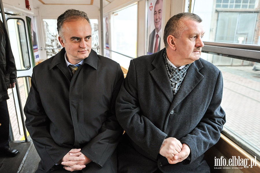 Konferencja prasowa prezydenta Jerzego Wilka w zabytkowym tramwaju typu N5, fot. 7