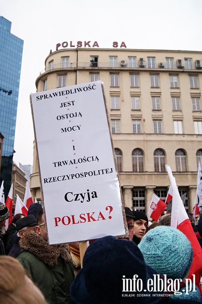 Elblski KOD na manifestacji "Wolne media" w Warszawie, fot. 15