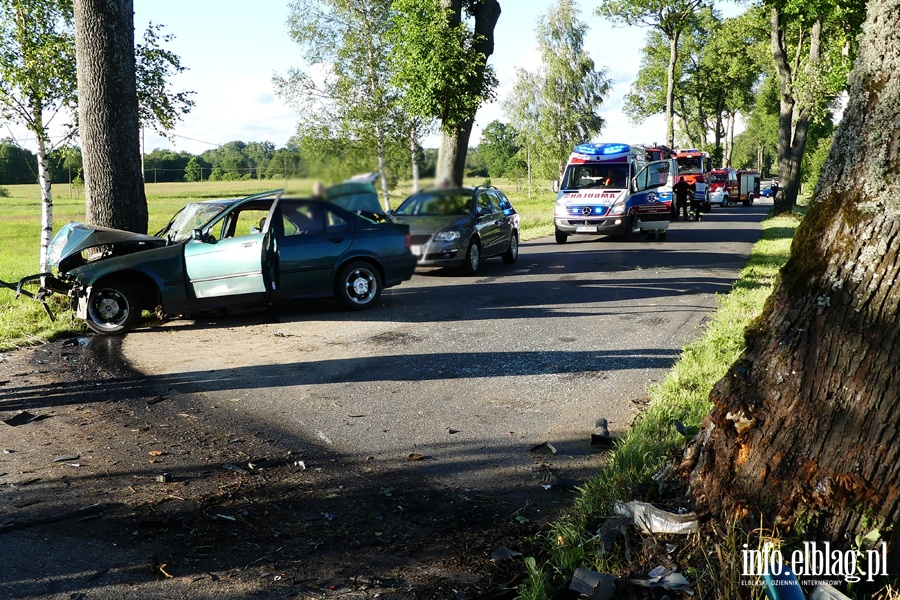 Wypadek na DW 509. Jedna osoba ranna po uderzeniu autem w drzewo, fot. 6