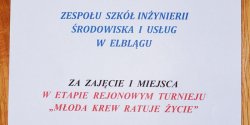 Zesp Szk Inynierii rodowiska i Usug pierwsza w rejonie w akcji honorowego krwiodawstwa