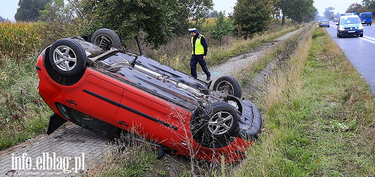 Kazimierzowo: Po spotkaniu z dzikiem dachował w rowie