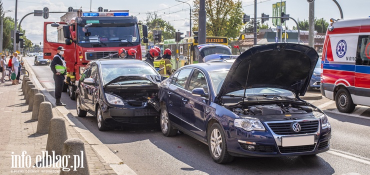 Kolizja dwóch osobówek na al.Grunwaldzkiej