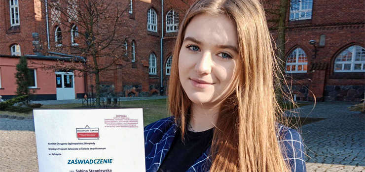 Uczennica III LO na I miejscu w województwie warmińsko- mazurskim