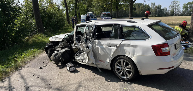 Zdarzenie drogowe w ktrym ucierpiay dwie osoby midzy Orowem a Lubieszewem