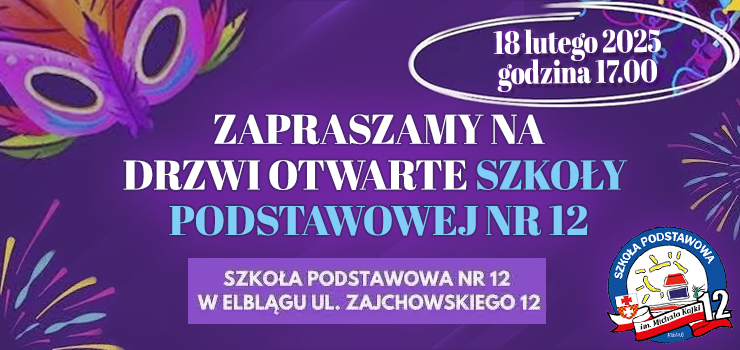 Zaproszenie na Drzwi Otwarte Szkoy Podstawowej nr 12! 