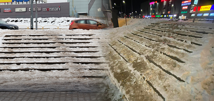 Jak elblążanie mają korzystać z tak nieodśnieżonych schodów? To trudno nazwać bezpiecznym!