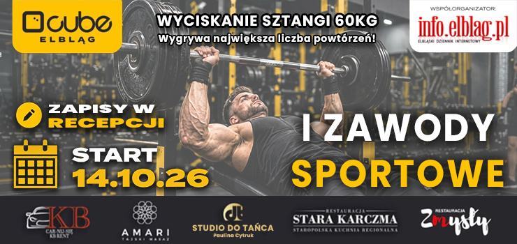 Dziś INFO oraz Cube zapraszaja na I Zawody Sportowe w wyciskaniu sztangi!
