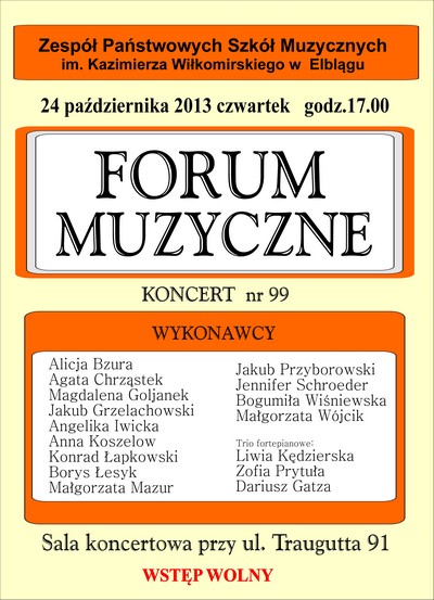 Koncert Forum Muzyczne w Szkole Muzycznej