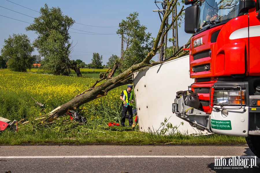 Wypadek w Kazimierzowie. Ciarwka uderzya w drzewo, fot. 12