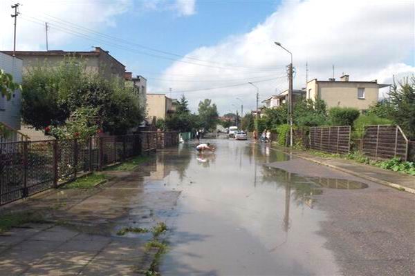 Elblskie ulice podtopione po oberwaniu chmury, fot. 14