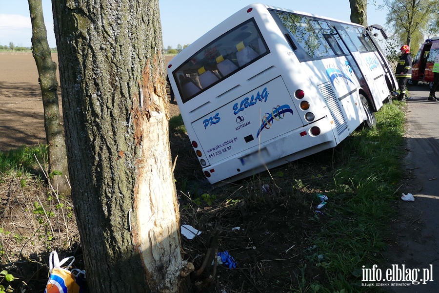 Wypadek midzy Zwierznem a Kpniewem. Autobus uderzy w drzewo, osiem osb rannych, fot. 26