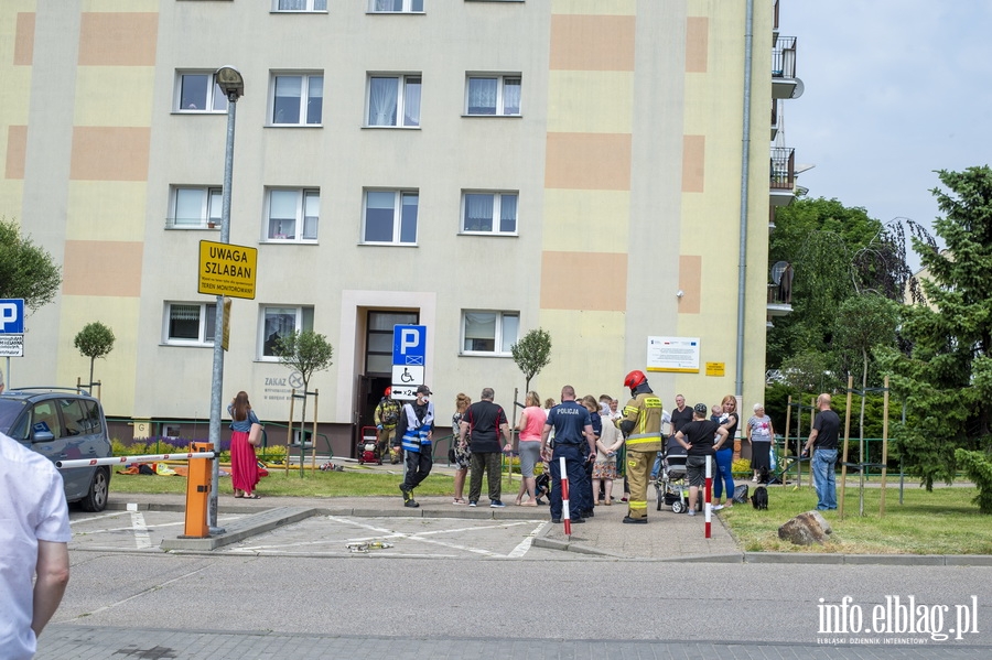 Poar mieszkania przy Robotniczej. 13 osb ewakuowano, 27-latka zabrano do szpitala, fot. 1