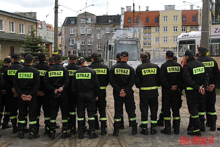 wiczenia poarnicze w zajezdni Tramwajw Elblskich, fot. 12