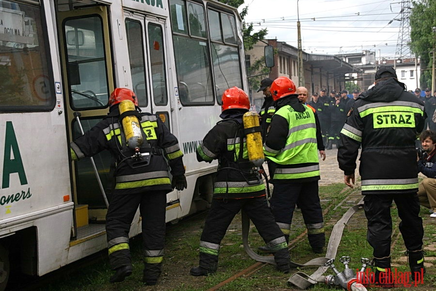 wiczenia poarnicze w zajezdni Tramwajw Elblskich, fot. 20