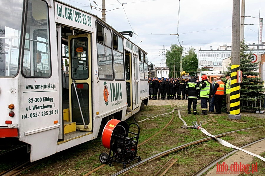 wiczenia poarnicze w zajezdni Tramwajw Elblskich, fot. 27