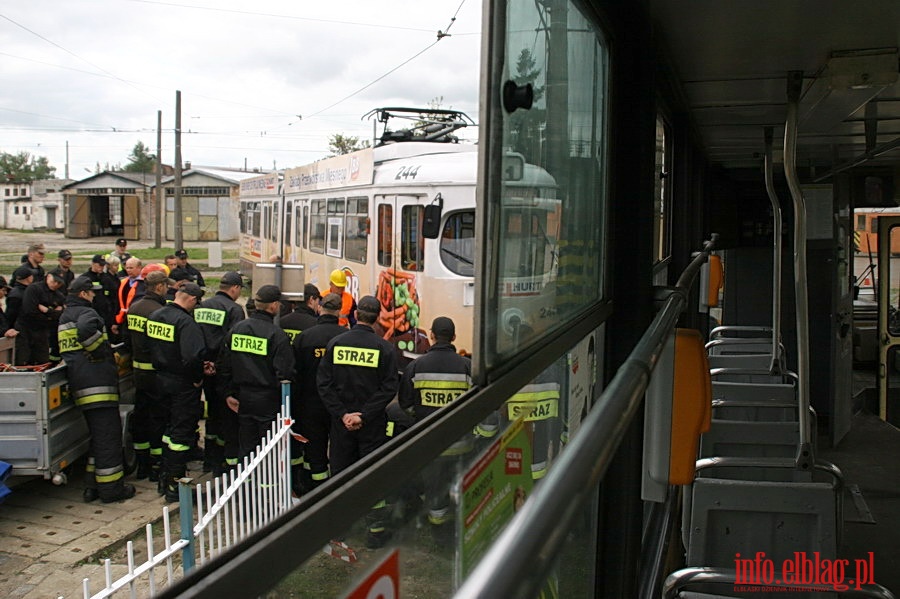 wiczenia poarnicze w zajezdni Tramwajw Elblskich, fot. 40