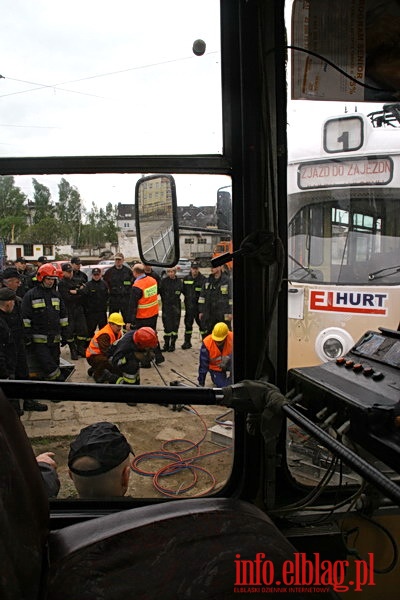 wiczenia poarnicze w zajezdni Tramwajw Elblskich, fot. 41