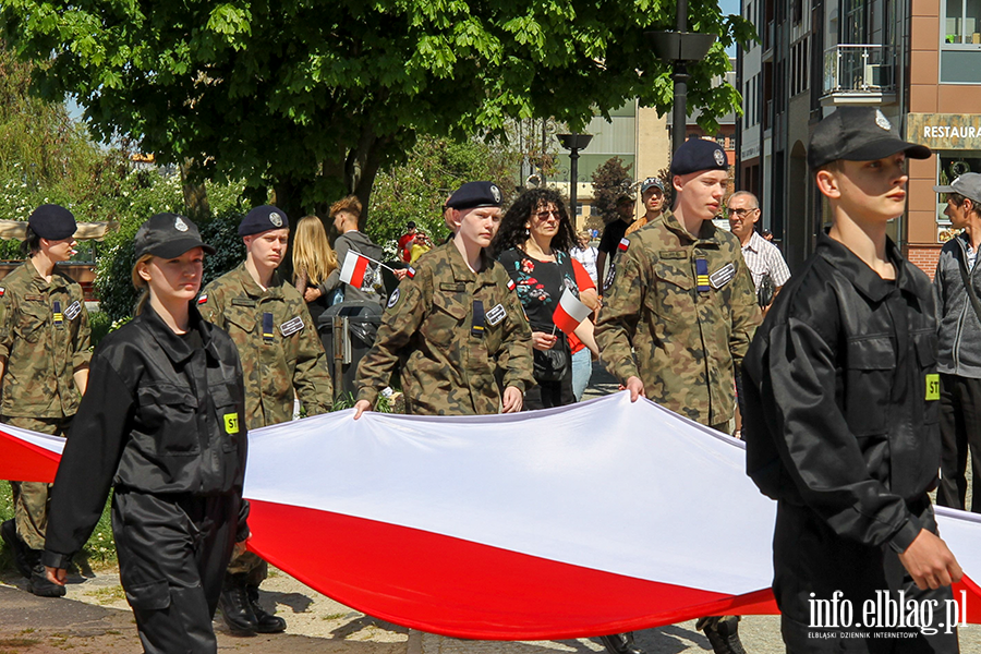 Mieszkacy Elblga przeszli ulicami z 50-metrow flagPolski , fot. 22