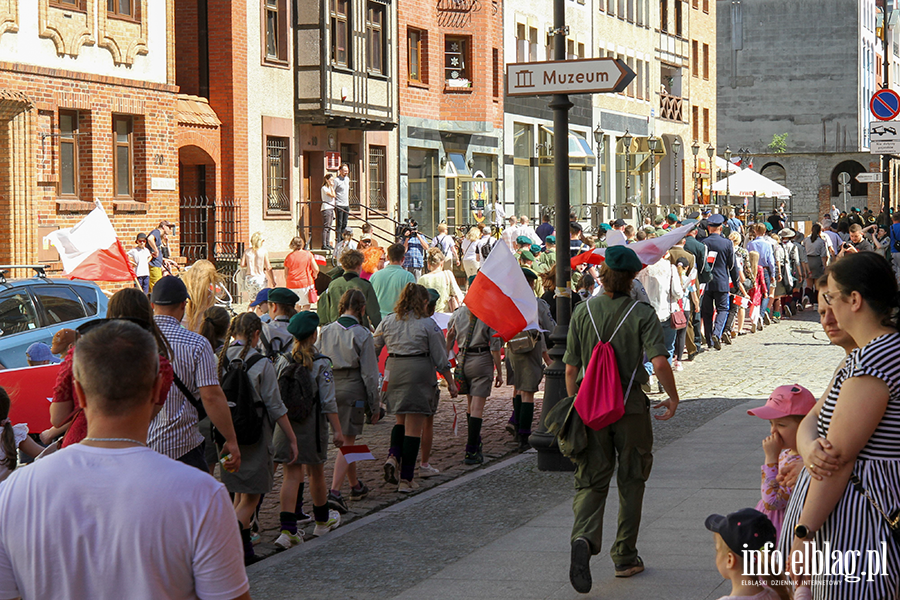 Mieszkacy Elblga przeszli ulicami z 50-metrow flagPolski , fot. 29