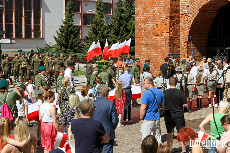 Mieszkacy Elblga przeszli ulicami z 50-metrow flagPolski , fot. 46
