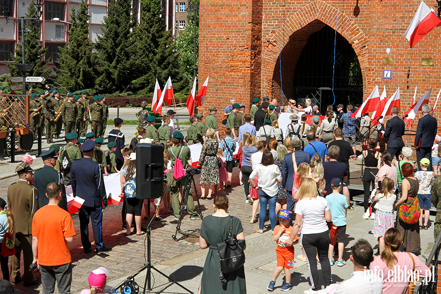 Mieszkacy Elblga przeszli ulicami z 50-metrow flagPolski , fot. 48