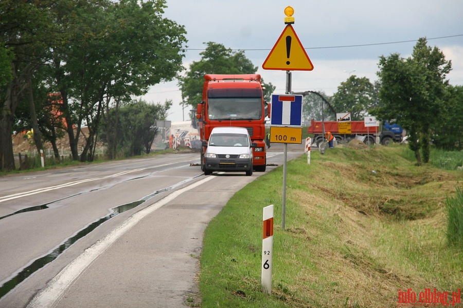 Utrudnienia w ruchu podczas budowy drogi ekspresowej Elblg - Pask, fot. 1